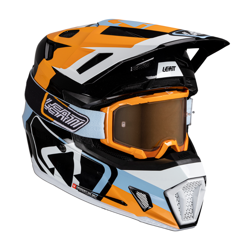 Capacete Moto 7.5 com Óculos Laranja e Azul - Leatt