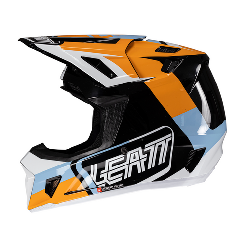 Capacete Moto 7.5 com Óculos Laranja e Azul - Leatt