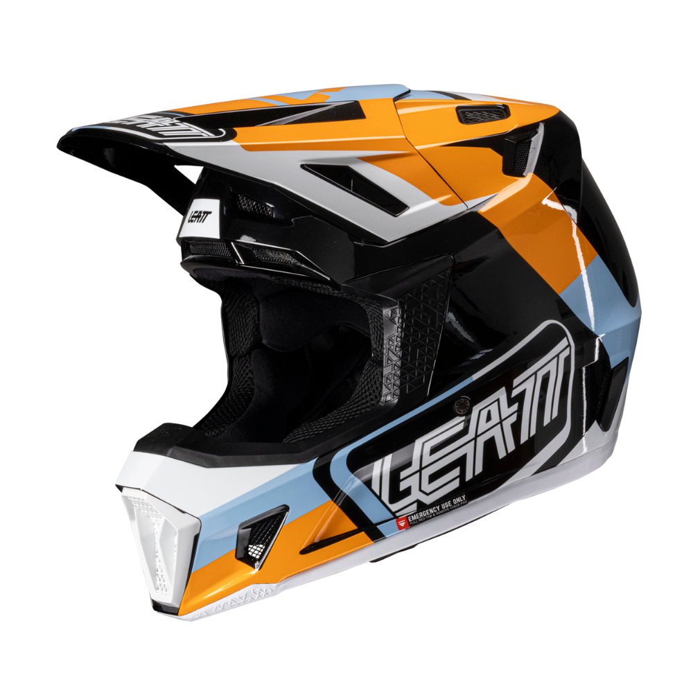 Capacete Moto 7.5 com Óculos Laranja e Azul - Leatt