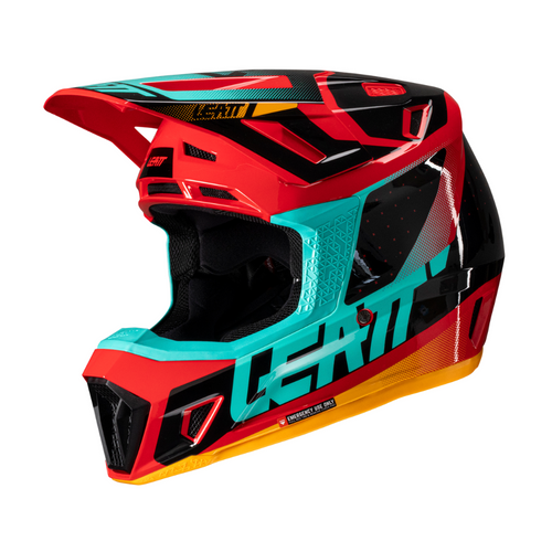 Capacete Moto 7.5 com Óculos Vermelho, Azul e Preto - Leatt