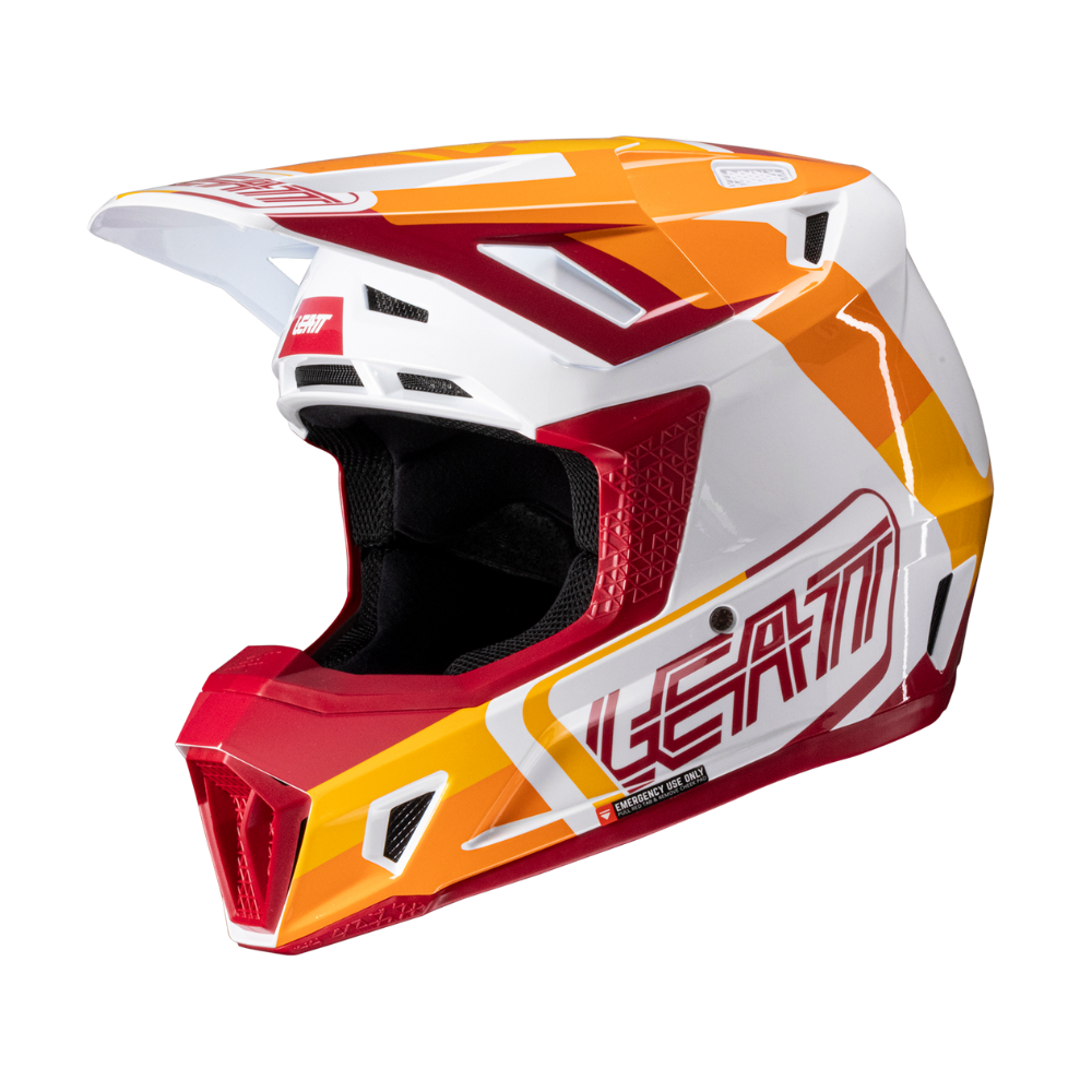 Capacete Moto 7.5 com Óculos Bordo, Branco e Laranja - Leatt