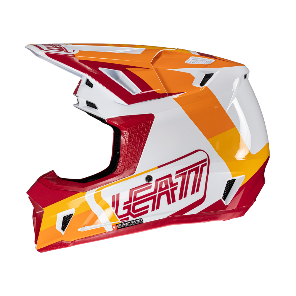 Capacete Moto 7.5 com Óculos Bordo, Branco e Laranja - Leatt
