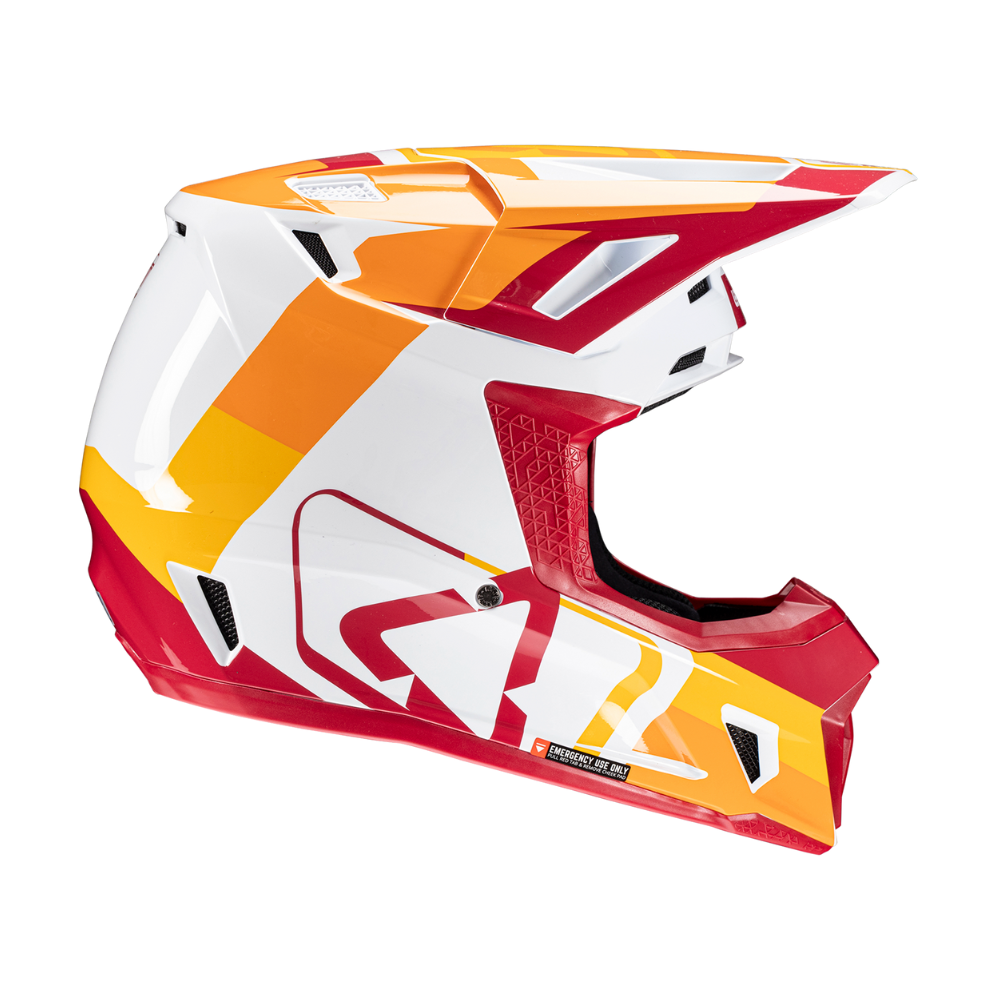 Capacete Moto 7.5 com Óculos Bordo, Branco e Laranja - Leatt