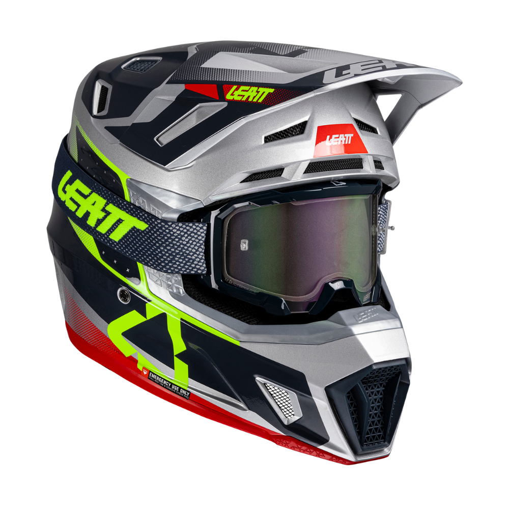 Capacete Moto 7.5 com Óculos Cinza e Verde - Leatt