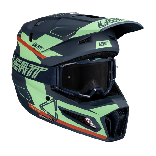Capacete Moto 3.5 com Óculos Verde e Chumbo - Leatt