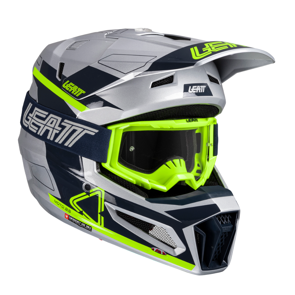 Capacete Moto 3.5 com Óculos Cinza com Verde - Leatt