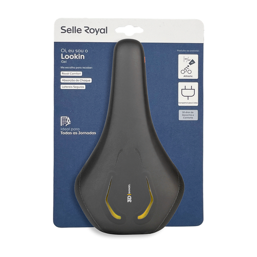 Banco MTB Selim Gel Lookin Athletic Esportivo com Blister Preto - Selle Royal