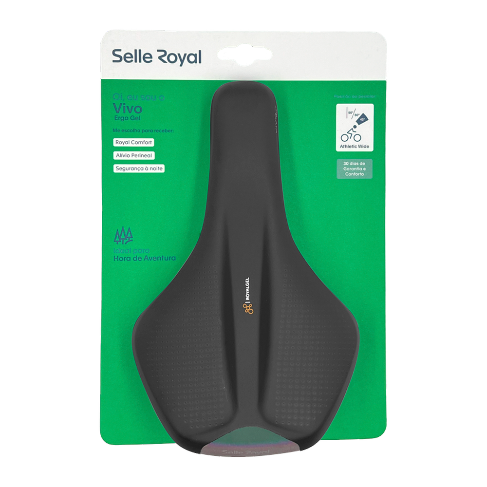 Banco MTB Selim Gel Vivo Ergo Wide Largo Preto - Selle Royal