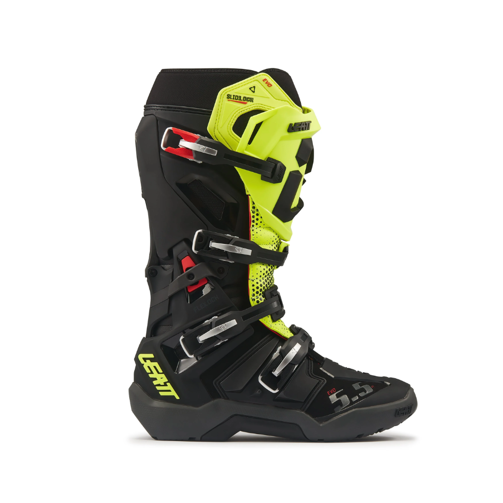Bota FlexLock Enduro Evo 5.5 Preto com Amarelo Neon - Leatt