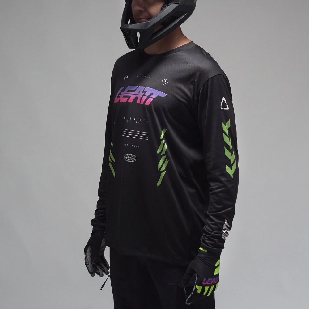 Camisa MTB Gravity 4.0 Manga Longa Preto com Rosa - Leatt