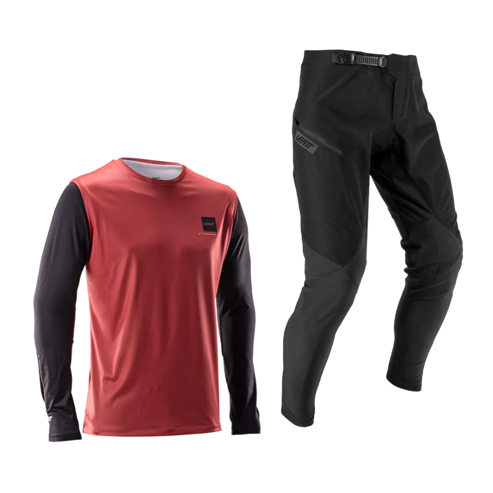 Calça com Camisa MTB 1.0 Vermelho e Preto - Leatt