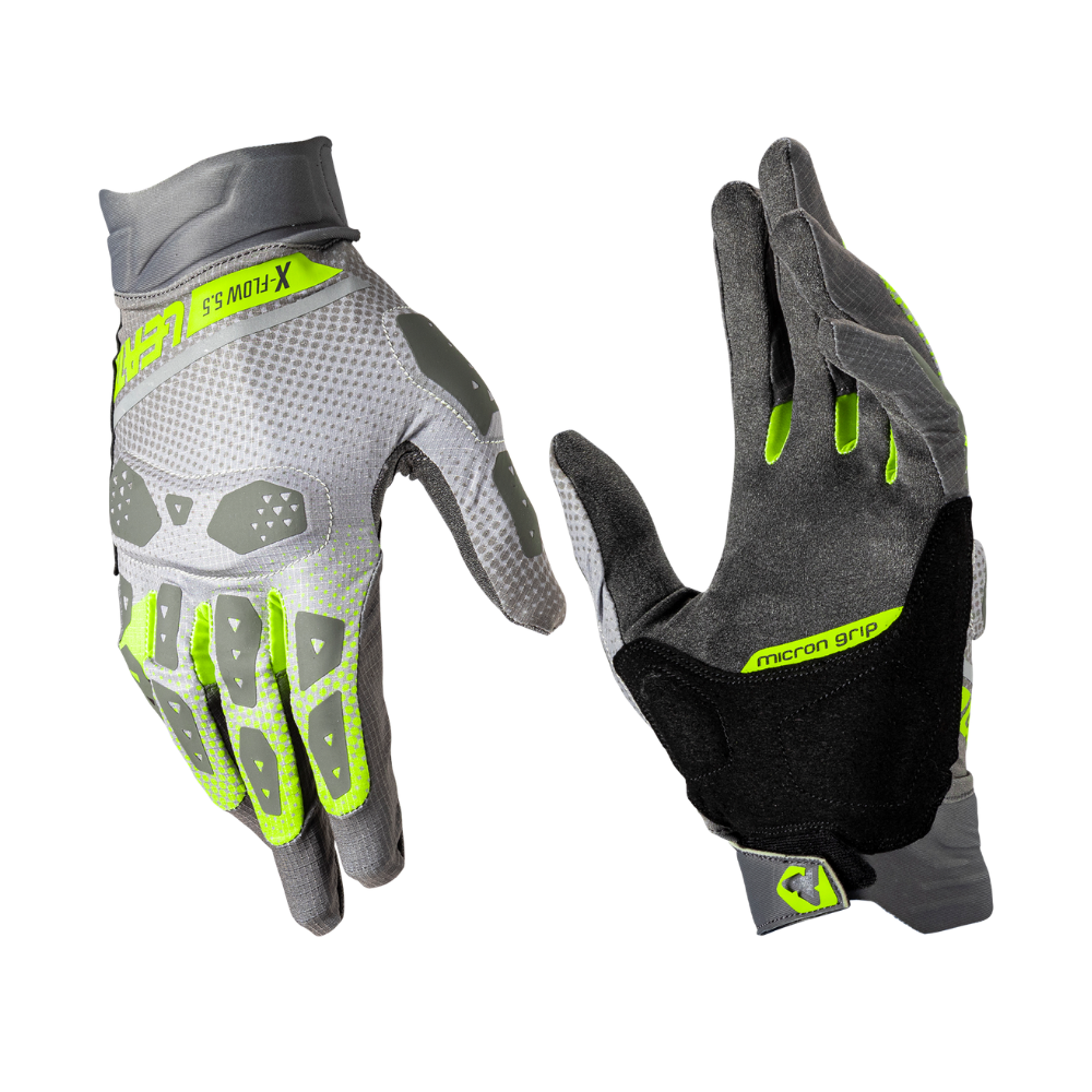Luva Adventure X-Flow 5.5 Curta Cinza com Amarelo - Leatt