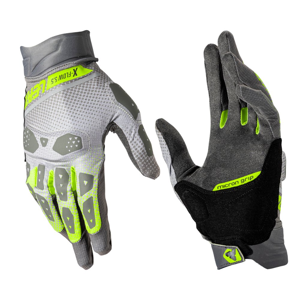 Luva Adventure X-Flow 5.5 Curta Cinza com Amarelo - Leatt