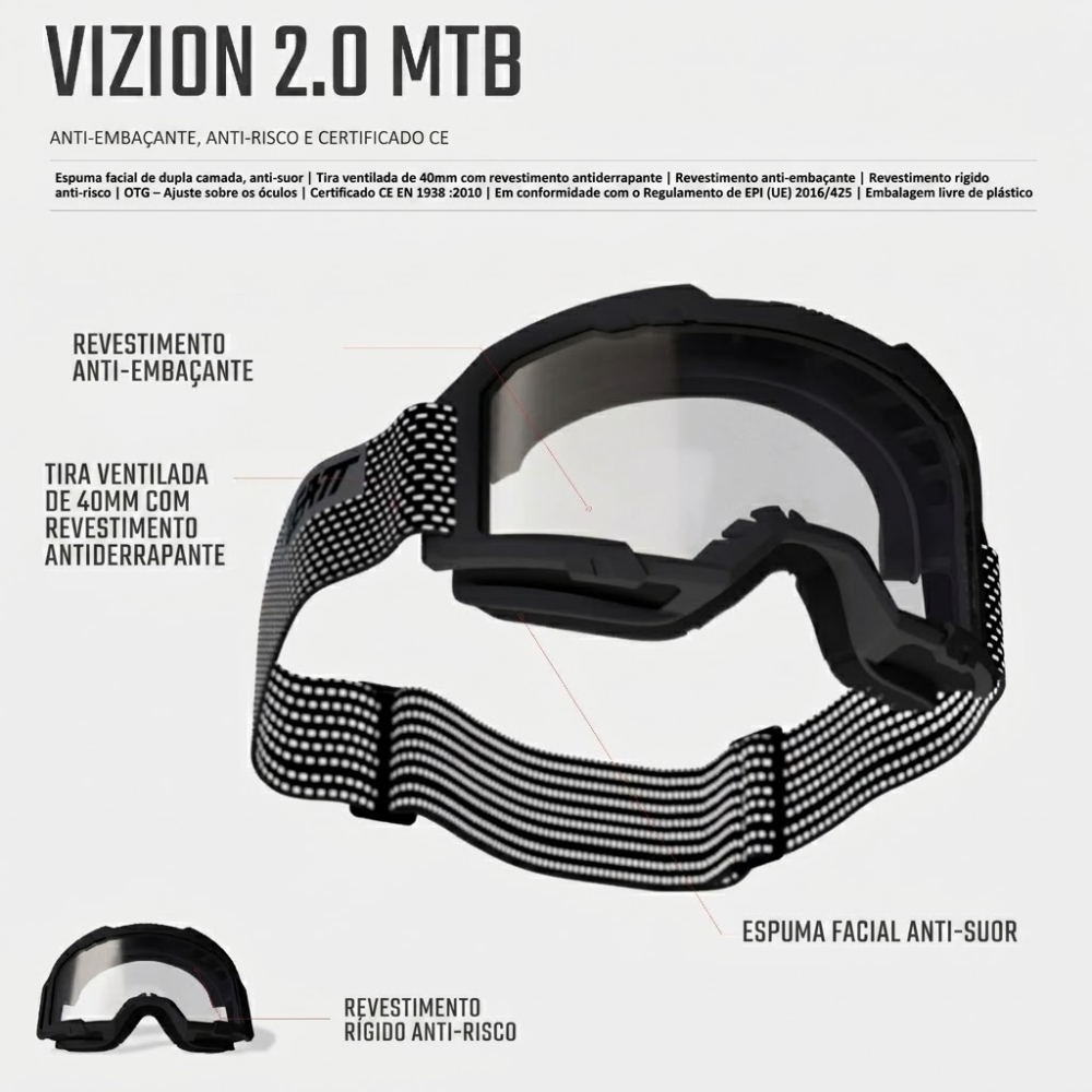 Óculos MTB Vizion 2.0 Preto - Leatt